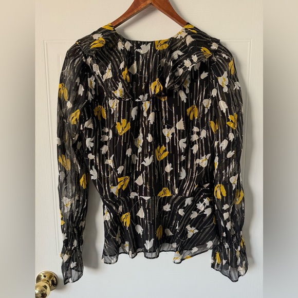 Joie silk wrap floral Karmel long sleeve top size XS - Picture 7 of 10